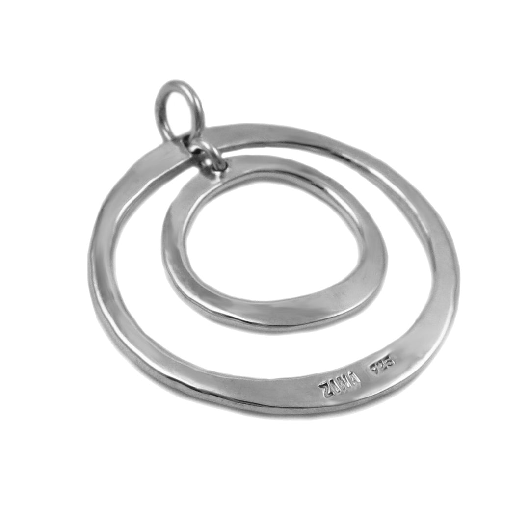 Large Double Circle 925 Sterling Silver Pendant