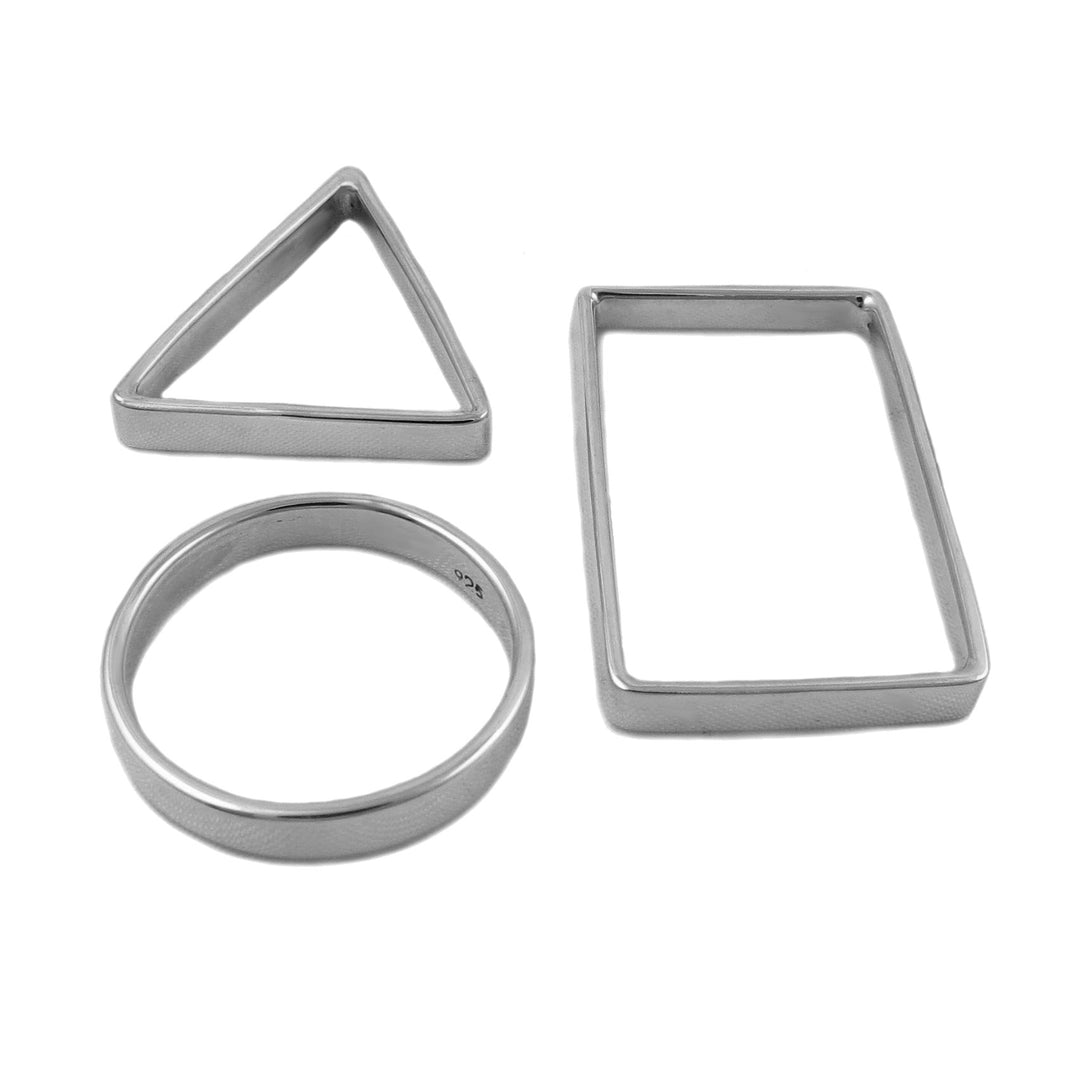 Triangle Rectangle Circle 925 Sterling Silver 3 in 1 Pendant