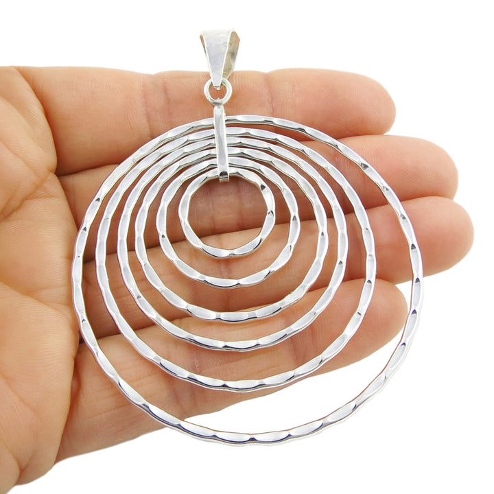 Solid Silver Circles Pendant Necklace