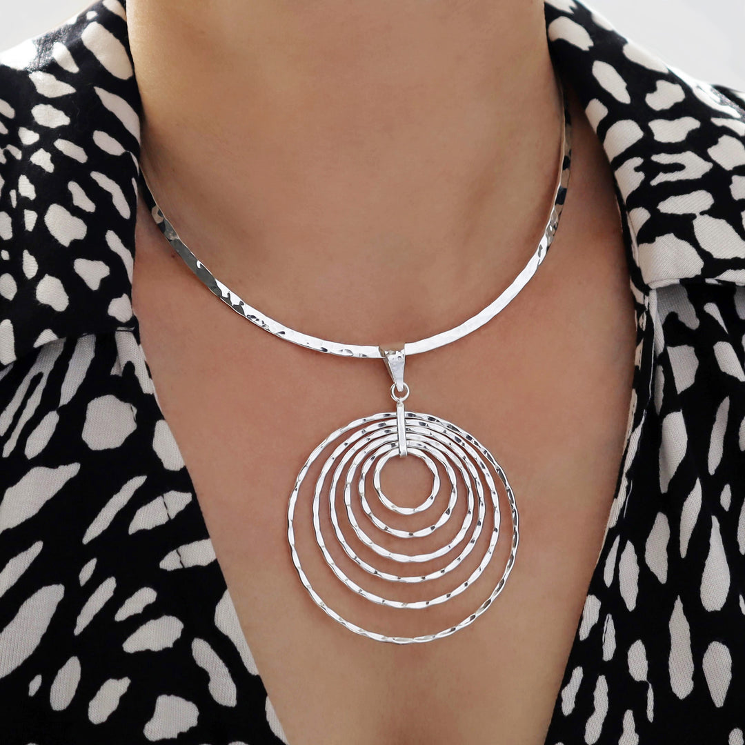 Solid Silver Circles Pendant Necklace