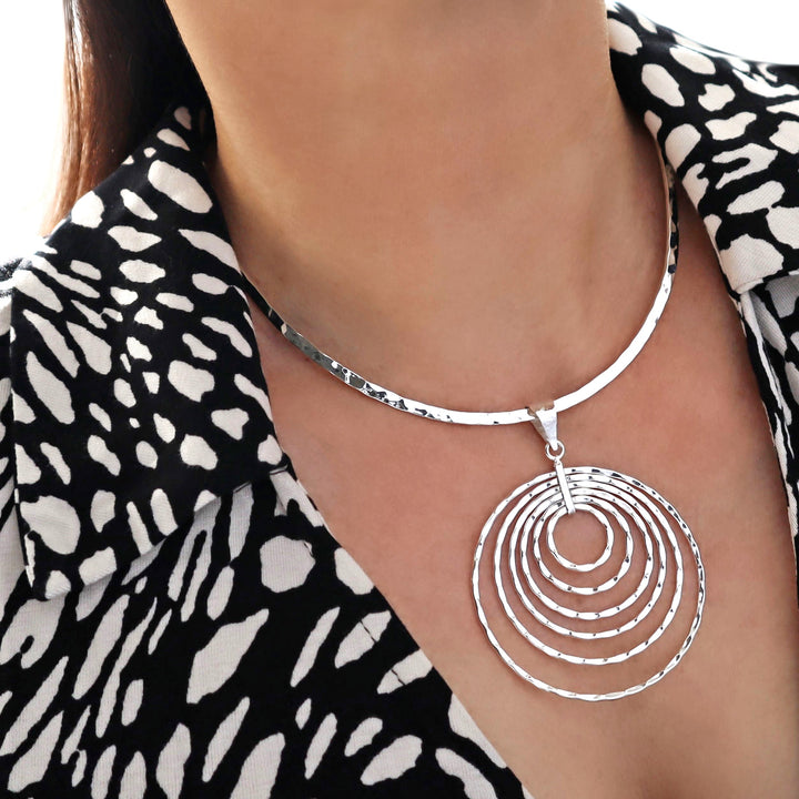 Solid Silver Circles Pendant Necklace
