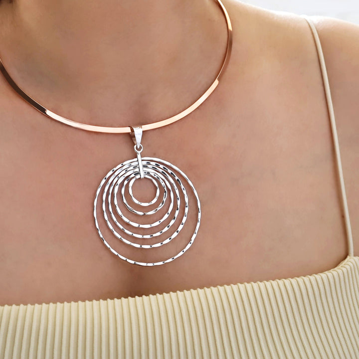 Solid Silver Circles Pendant Necklace