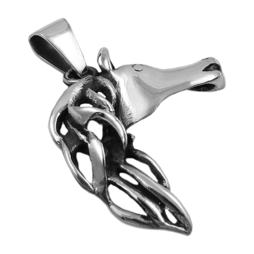 Equestrian Horse Head Sterling Silver Pendant Necklace