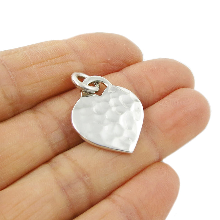 Hammered 925 Sterling Silver Love Heart Pendant Necklace