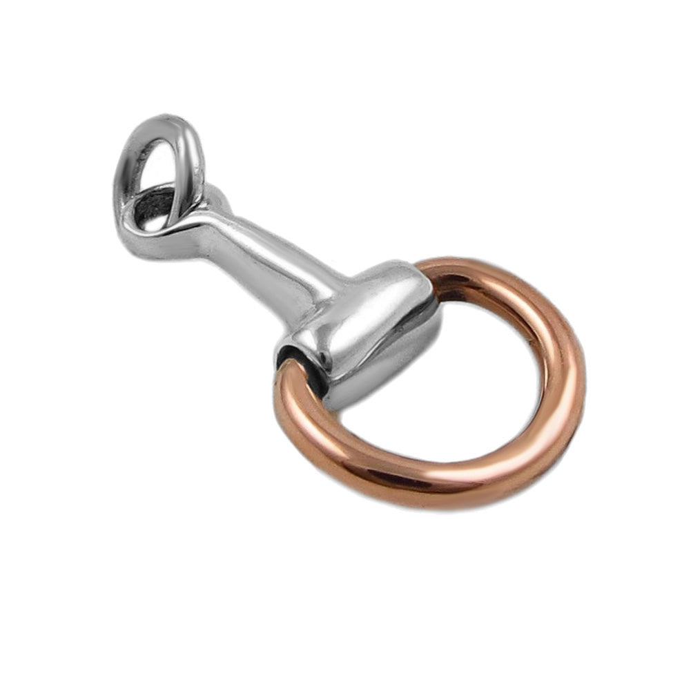 925 Silver and Copper Horsebit Snaffle Tack Pendant Necklace