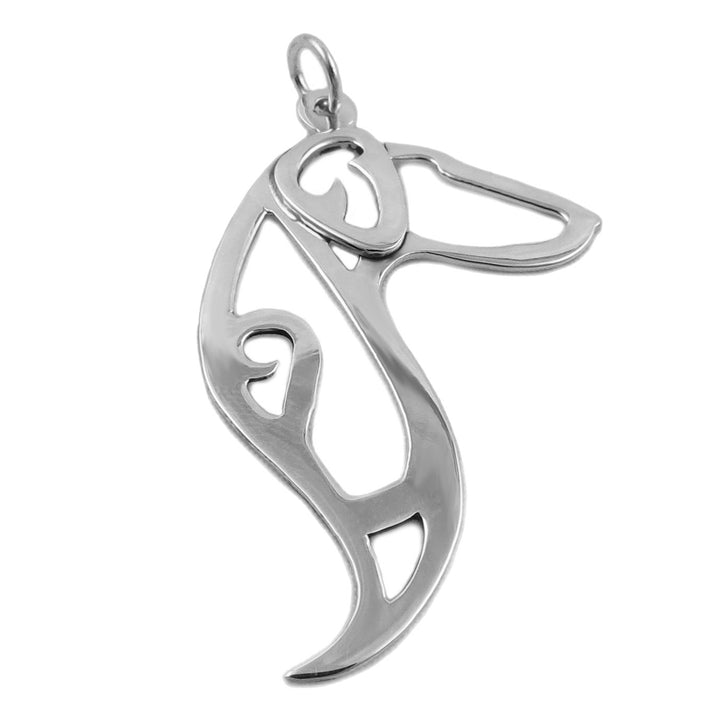 Silver Doberman Dog Pendant Necklace