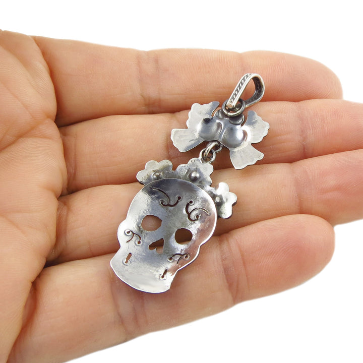 Day of the Dead Silver Pendant Necklace