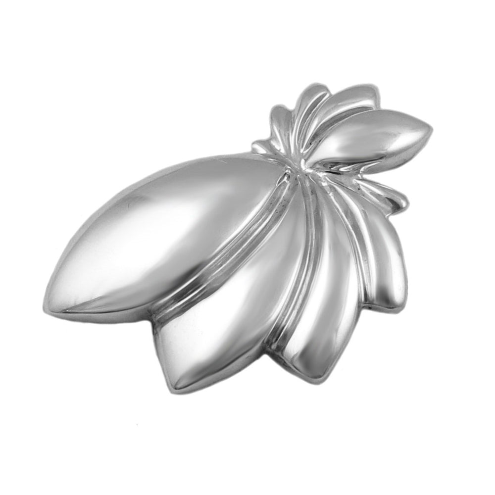 Hand sculpted Mexican sterling 925 silver flower petal design pendant jewellery on a white background.  
