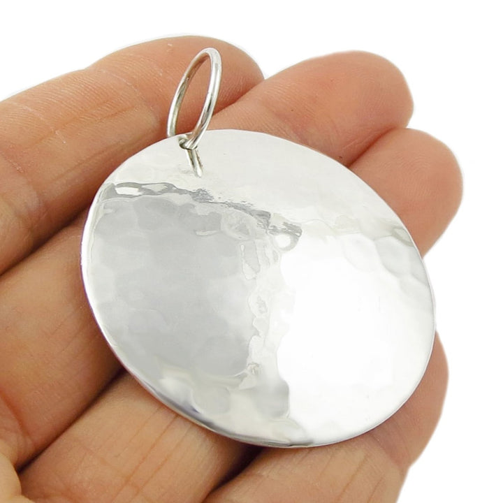 Hammered Sterling Silver Pendant Large