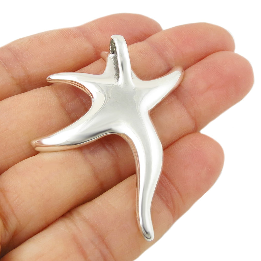 Large Nautical Sterling Starfish Pendant Necklace