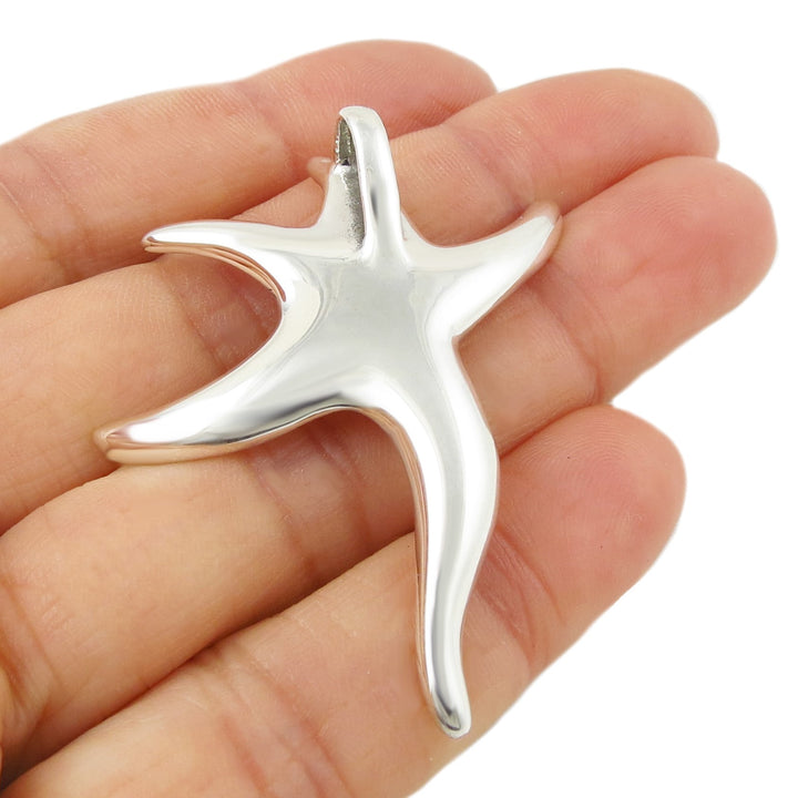 Large Nautical Sterling Starfish Pendant Necklace