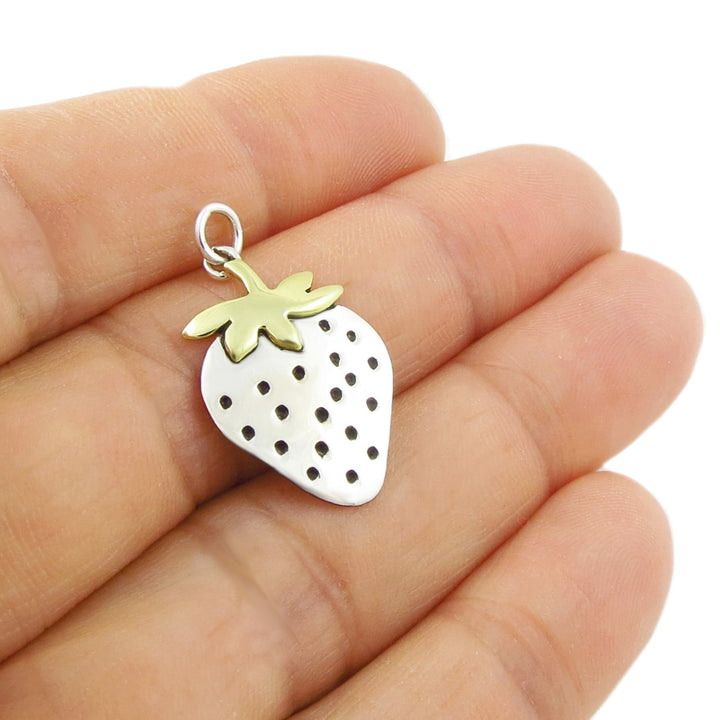 Juicy Strawberry Two Tone Pendant Necklace