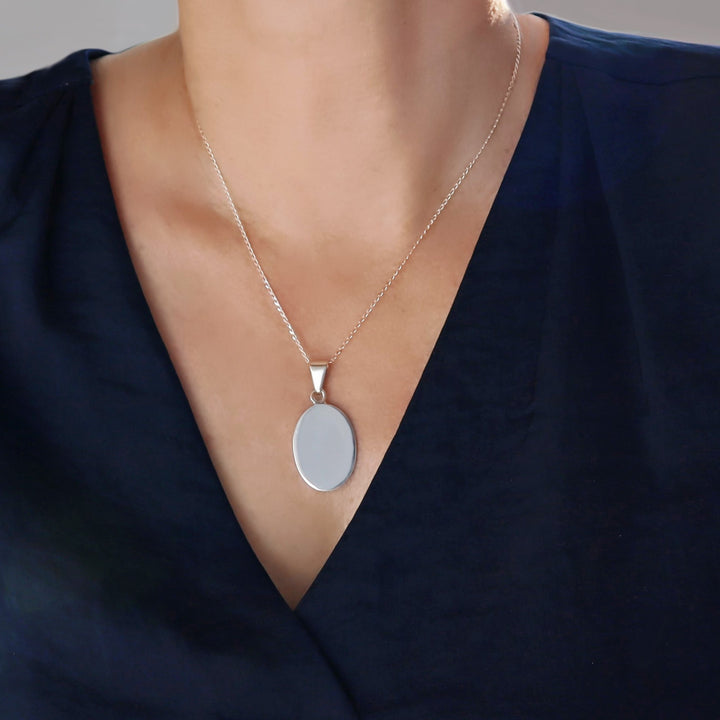 Oval Pendant Necklace in Sterling Silver
