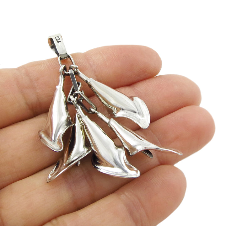 Silver Calla Lily Flower Pendant Necklace