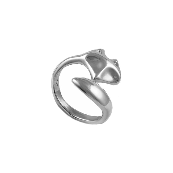 Overlap Solid 925 Sterling Silver Wrap Fox Ring