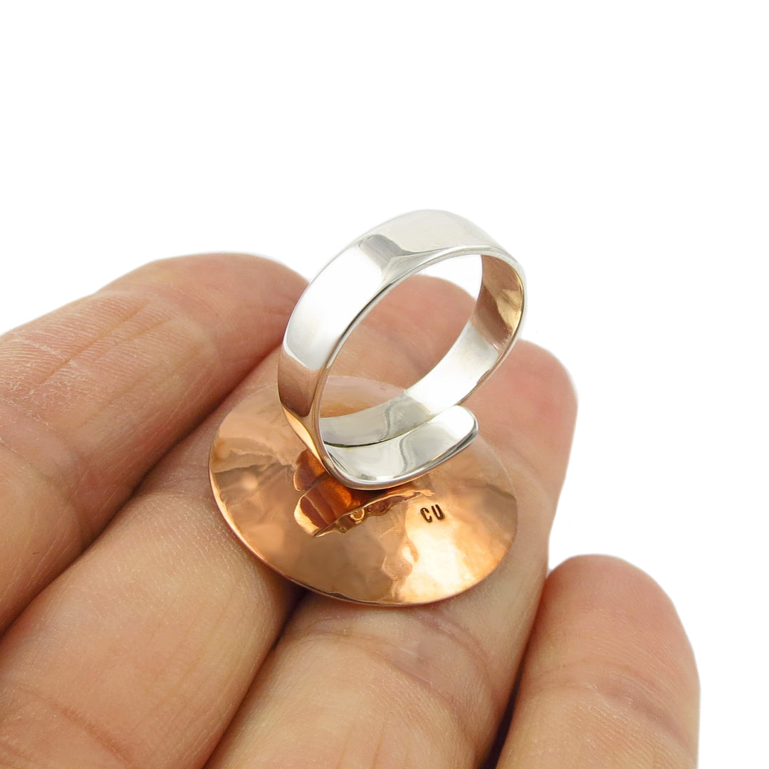 Sterling Silver and Copper Adjustable Size Cocktail Ring