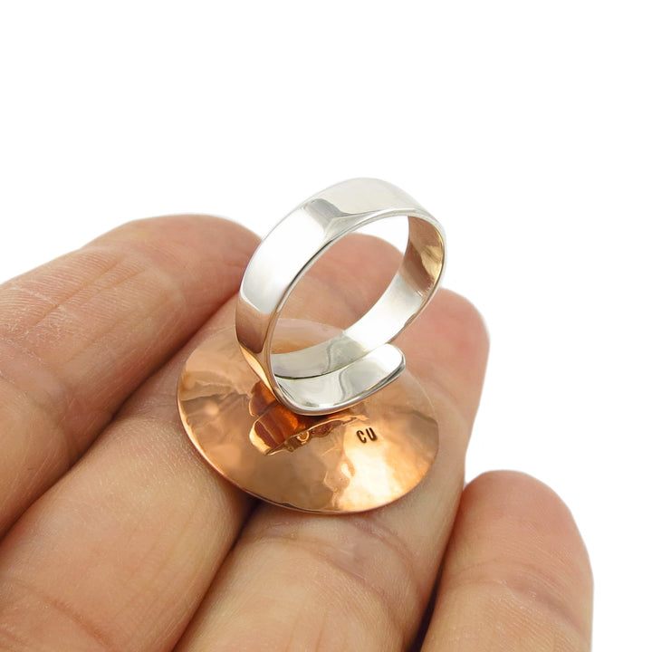 Sterling Silver and Copper Adjustable Size Cocktail Ring