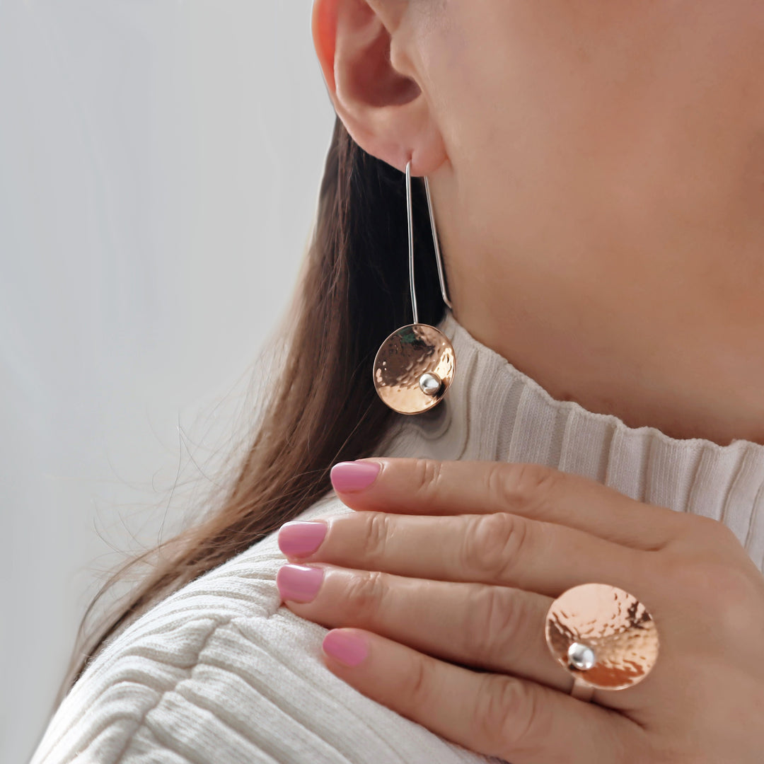 Two Tone Silver Cocktail Ring Adjustable Size