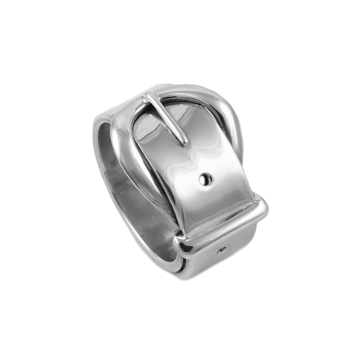 Wide Belt and Buckle 925 Sterling Silver Ring