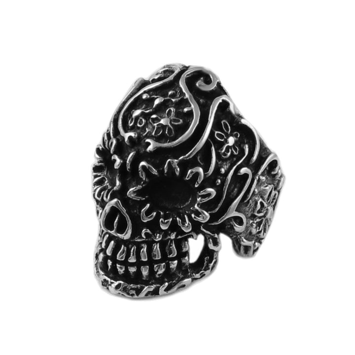 Wide Skull Head 925 Sterling Silver Rockabilly Bikers Ring