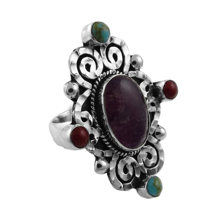 Large Baroque 925 Sterling Silver Scrollwork Ring