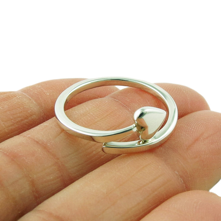 Love Heart Spiral Ring in 925 Silver