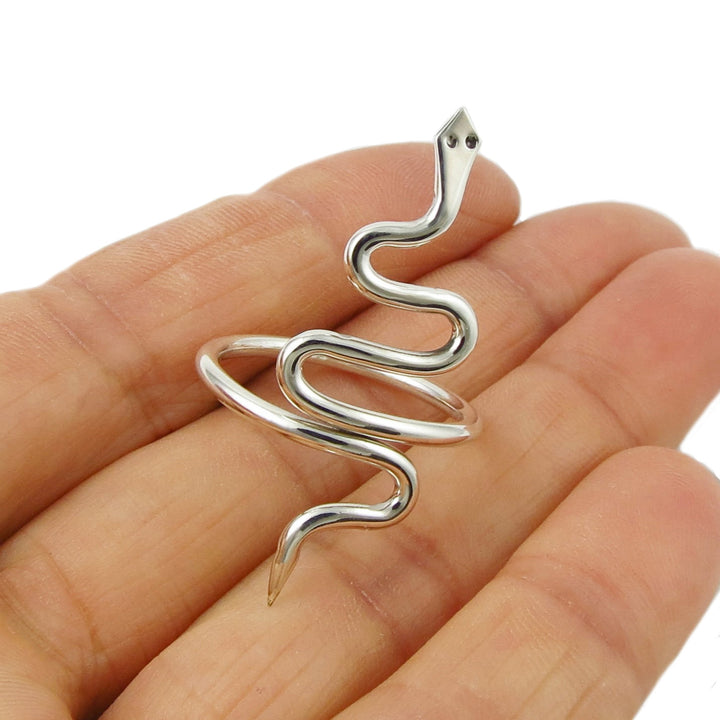 Solid 925 Sterling Silver Serpent Snake Ring