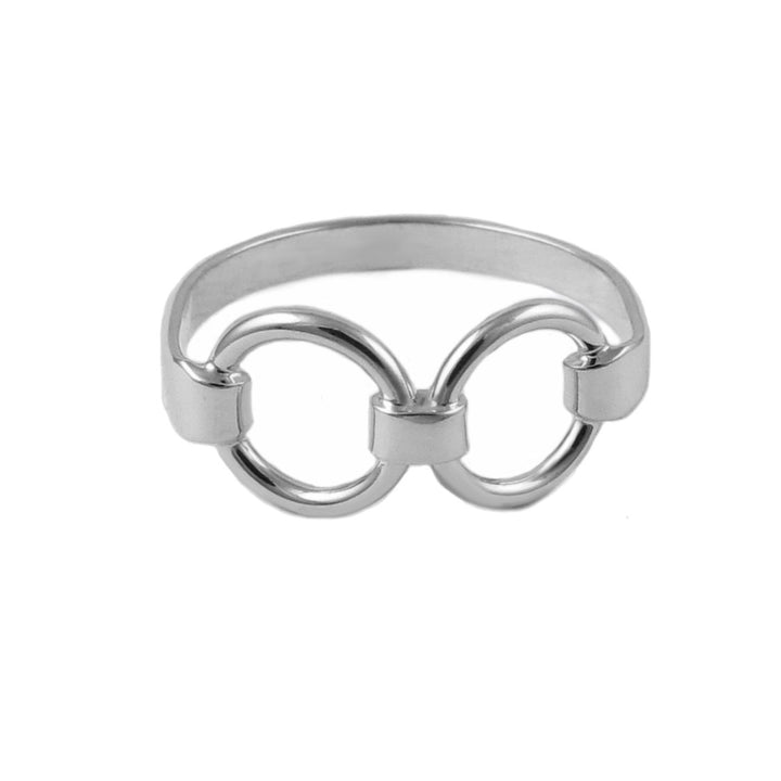 Double Horse Snaffle 925 Sterling Silver Riding Tack Ring