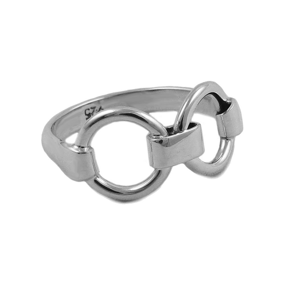 Double Horse Snaffle 925 Sterling Silver Ring