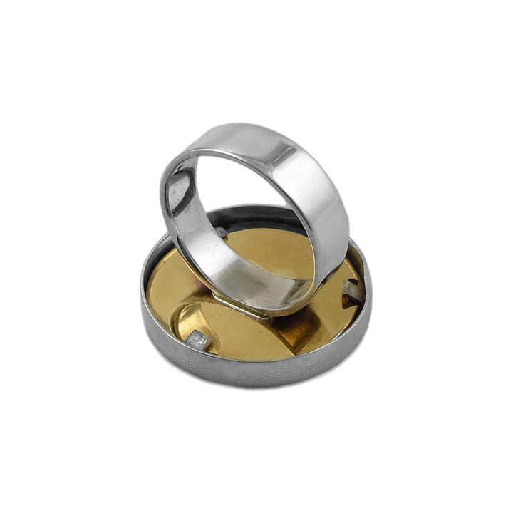 Circle 925 Sterling Silver and Brass Modernist Ring Gift Boxed