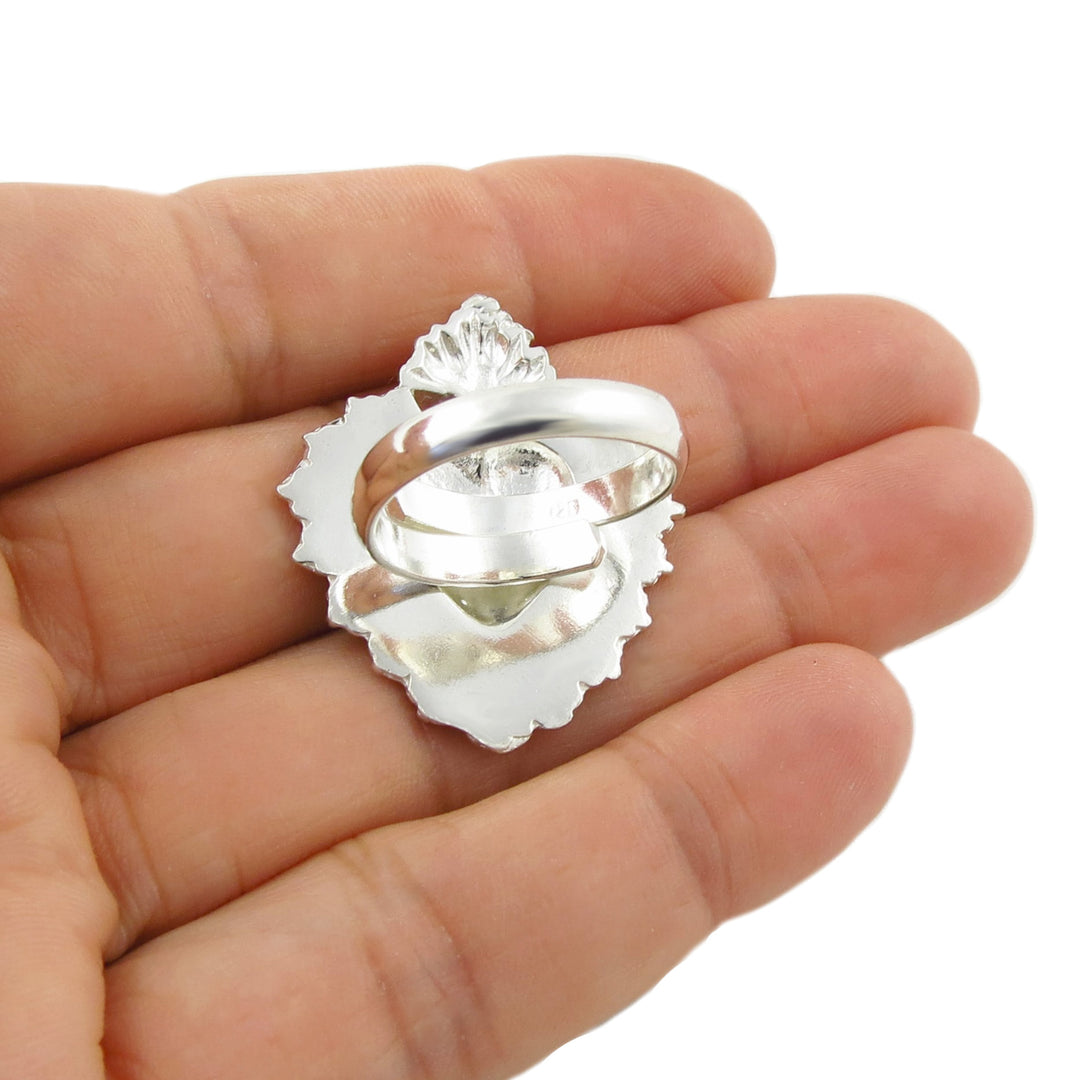 Flaming Sacred Heart Sterling Silver Ring