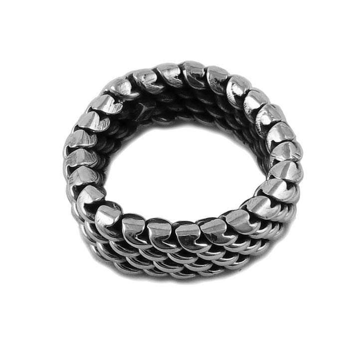 Herringbone Chain Sterling Silver Ring
