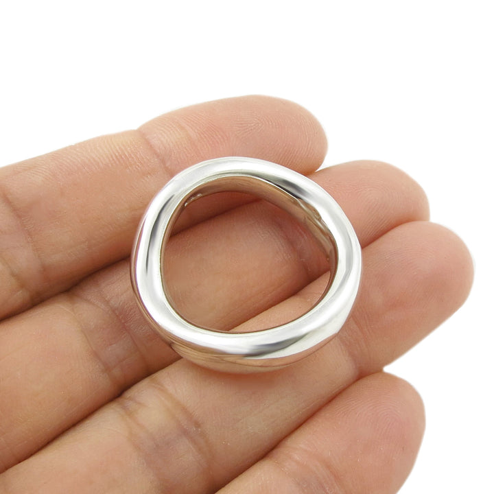 Chunky Sterling Silver Thick Curved Ring