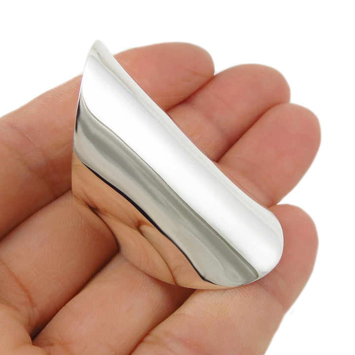 Half Finger Sterling Silver Ring - Chunky Handmade Design
