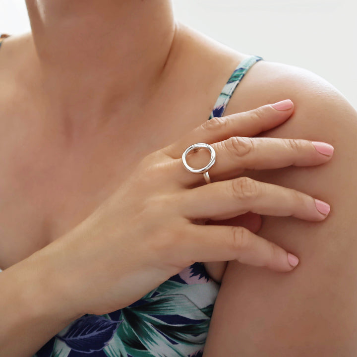 Chunky Silver Halo Ring