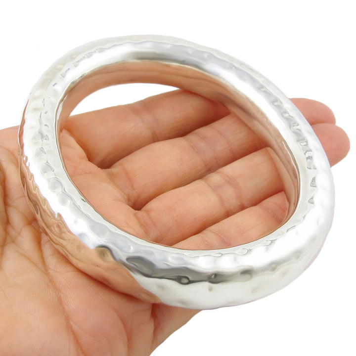 Chunky Sterling Silver Oval Bangle
