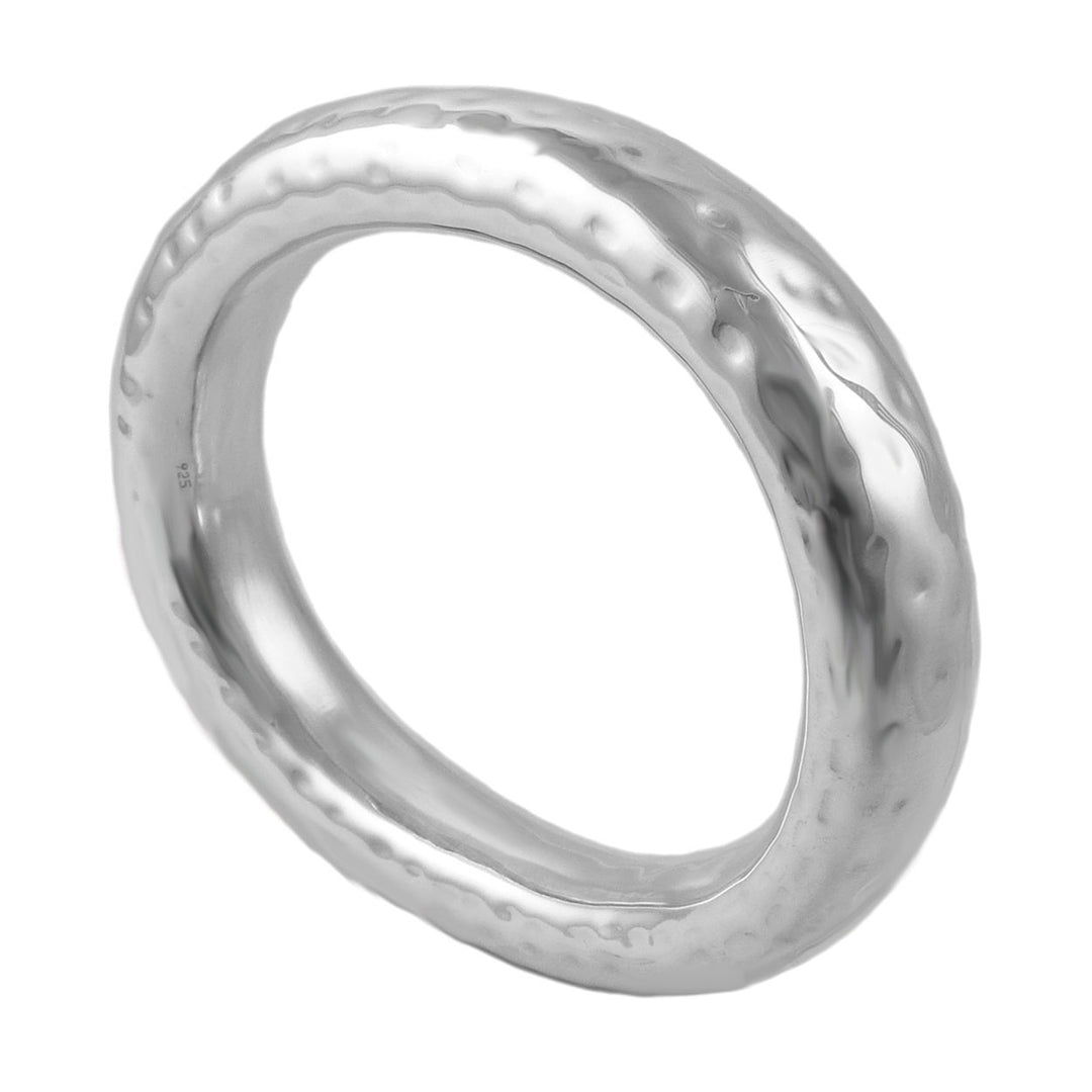 Chunky Sterling Silver Oval Bangle