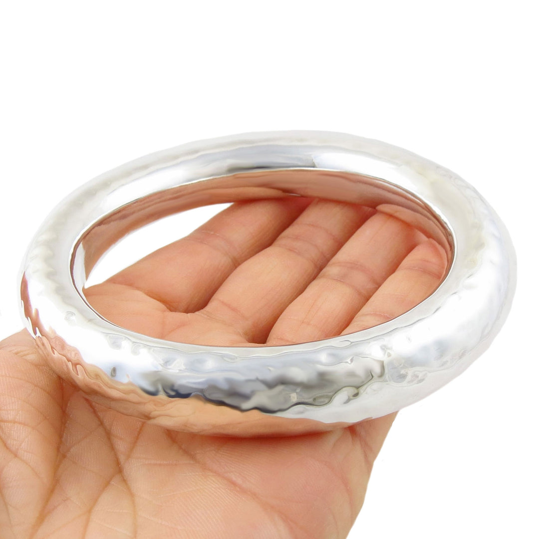 Chunky Sterling Silver Oval Bangle