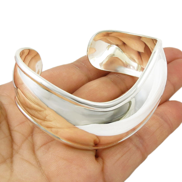 Curved Sterling Silver Bracelet Cuff