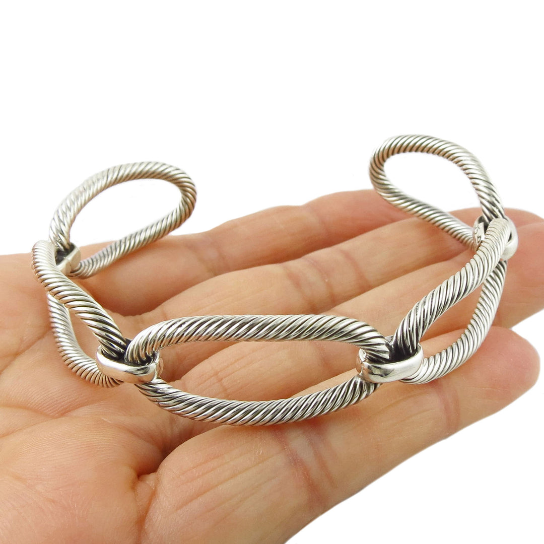 Chain Link Sterling Silver Bracelet Cuff