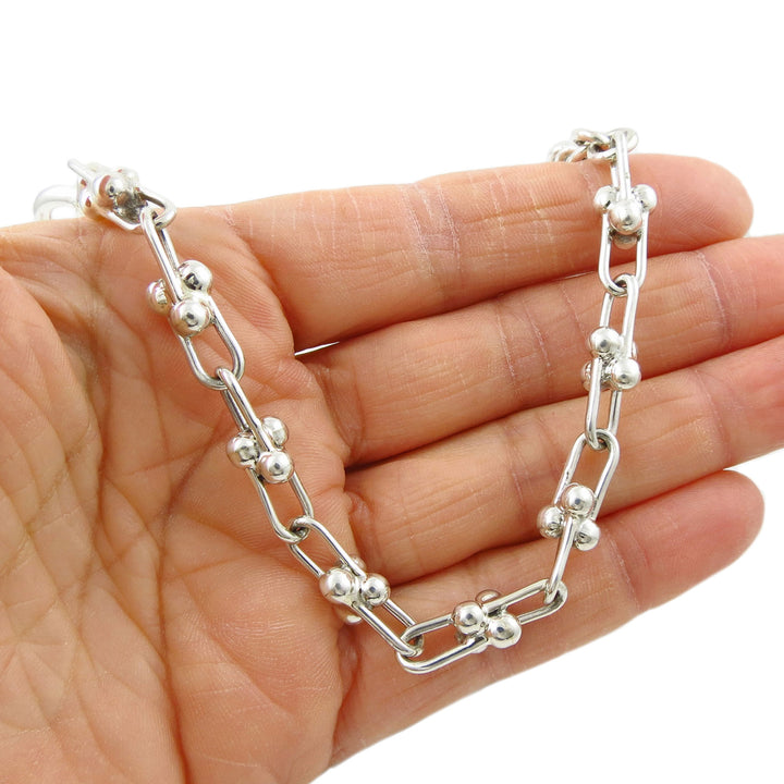 Chunky Solid 925 Sterling Silver Gauge Link Bracelet