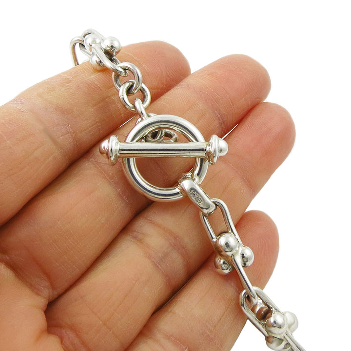 Chunky Solid 925 Sterling Silver Gauge Link Bracelet