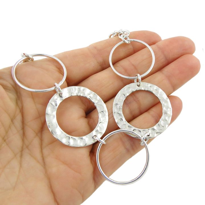 Hammered Sterling Silver Circle Link Bracelet