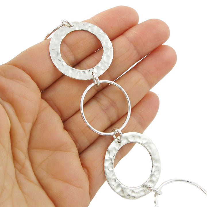 Hammered Sterling Silver Circle Link Bracelet