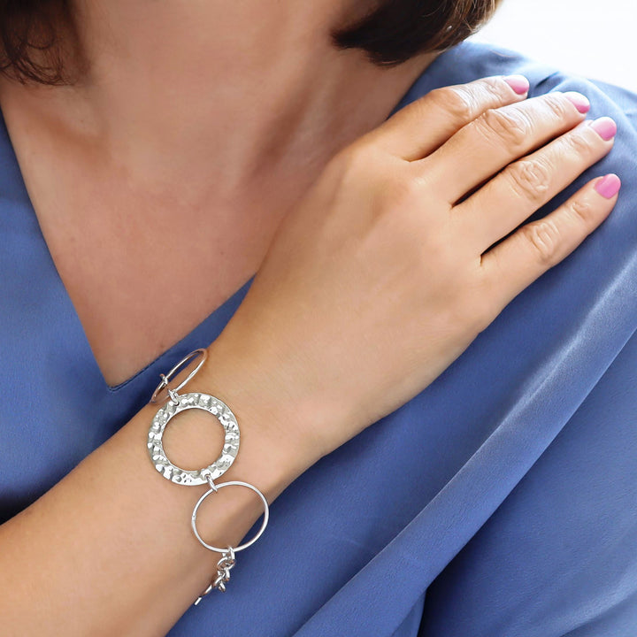 Hammered Sterling Silver Circle Link Bracelet