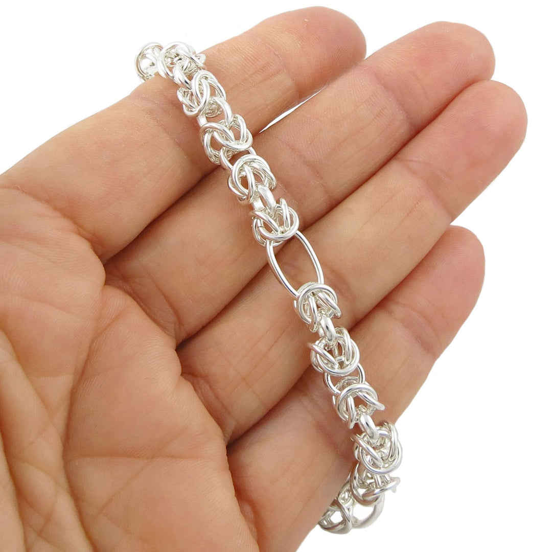 Sterling Silver Byzantine Chain Link Bracelet