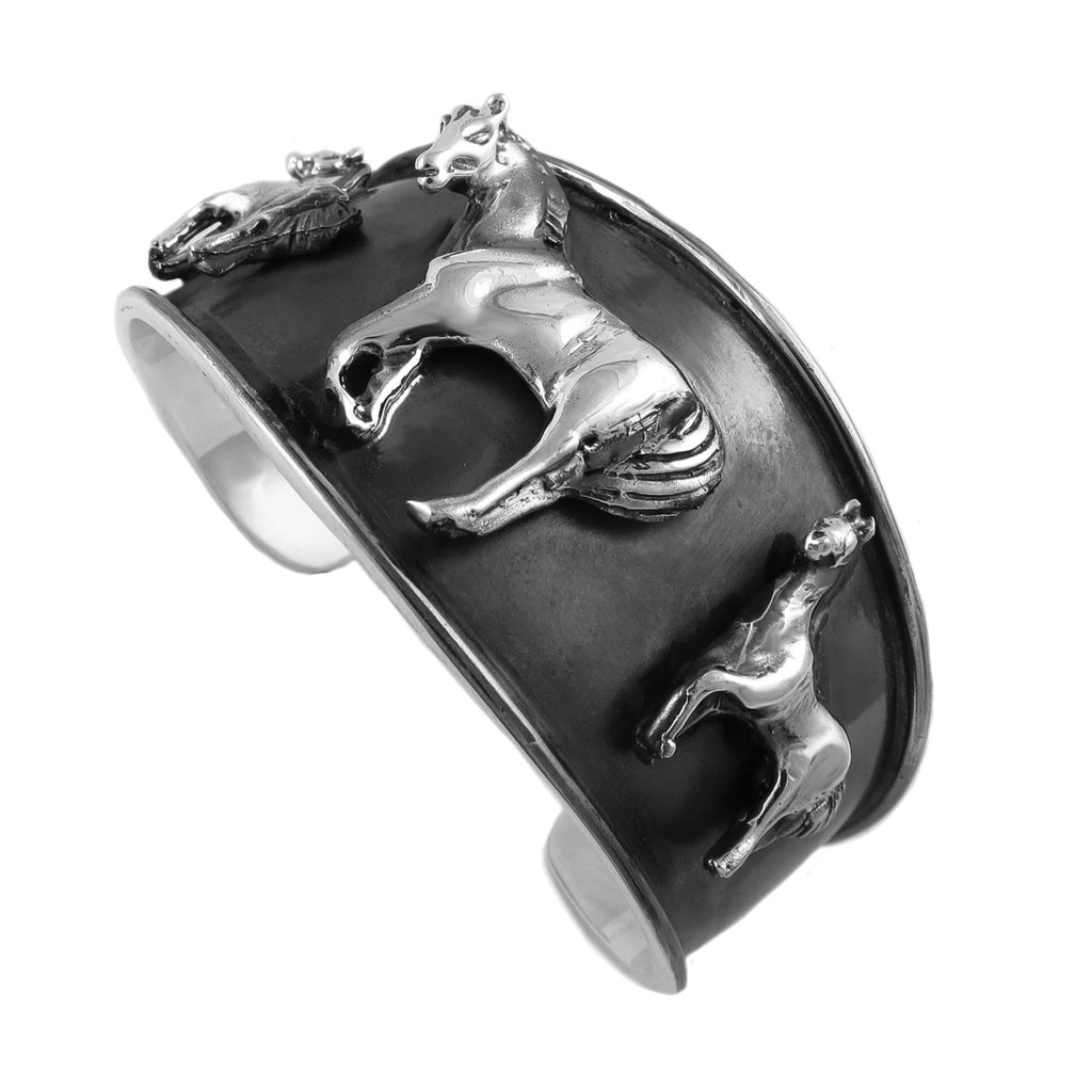 Equestrian Sterling Silver Horse Cuff Bracelet