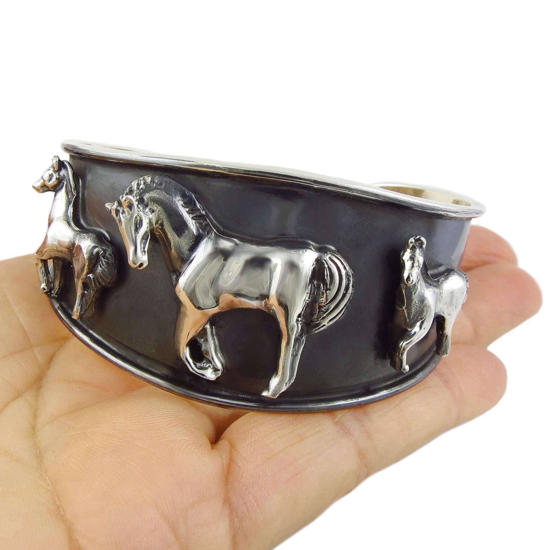 Equestrian Silver Horse Cuff Bracelet