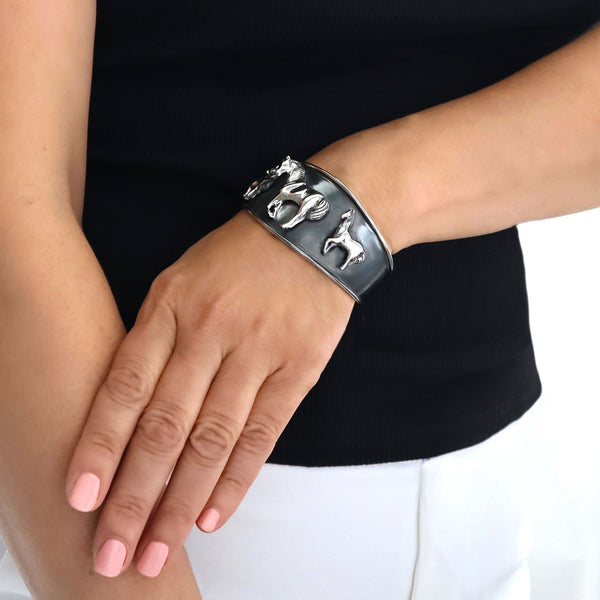 Equestrian Silver Horse Cuff Bracelet