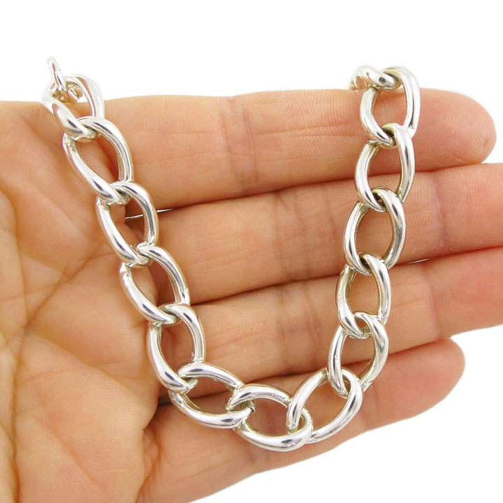 Chunky Silver Curb Chain Bracelet